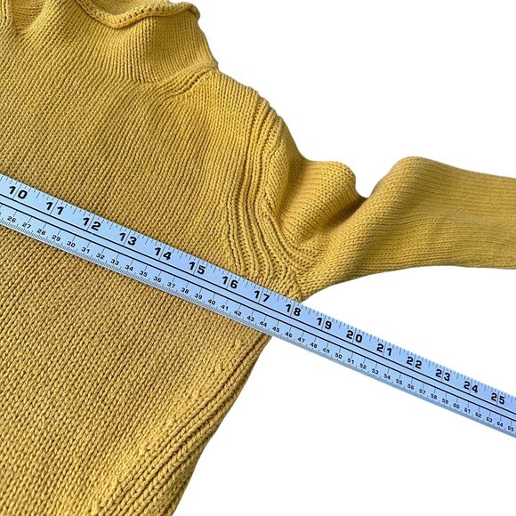 J.Crew Always Oarsman Roll Neck Sweater Womens Small Mustard 100% Cotton Knitted - Picture 7 of 9